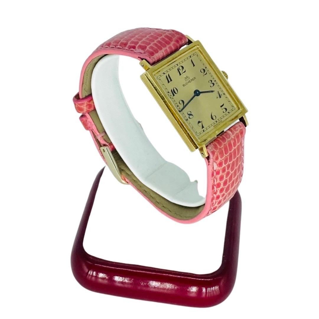 Women's or Men's Vintage Bucherer 24mm 18k Gold Women’s Wrist Watch For Sale