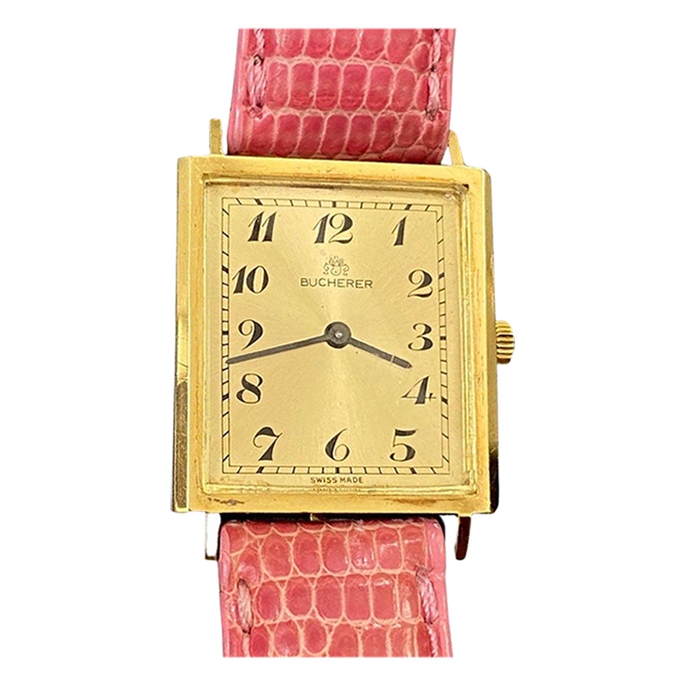 Vintage Bucherer 24mm 18k Gold Damen Armbanduhr