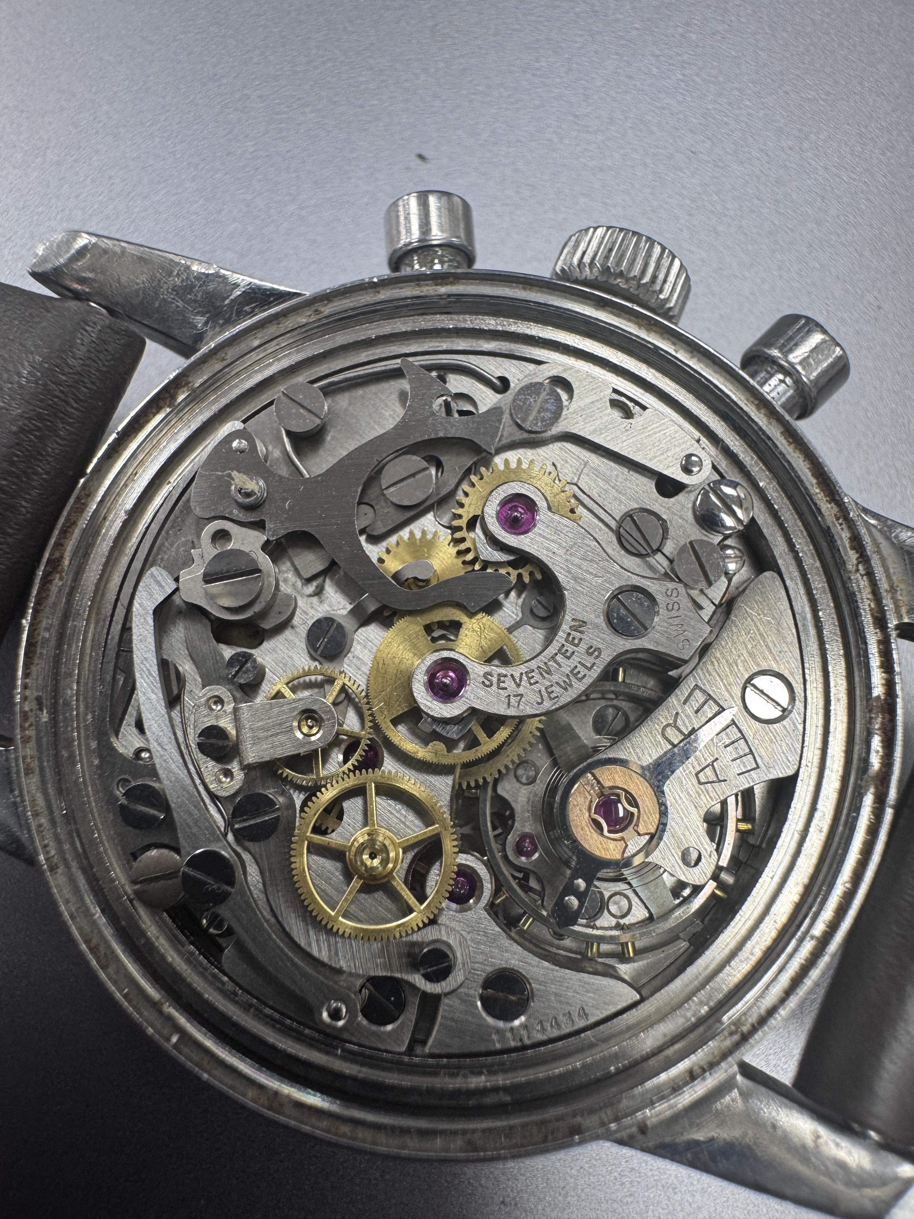 Vintage Bucherer Chronograph Hand Wind Men's Watch Lemania 1280 For Sale 2