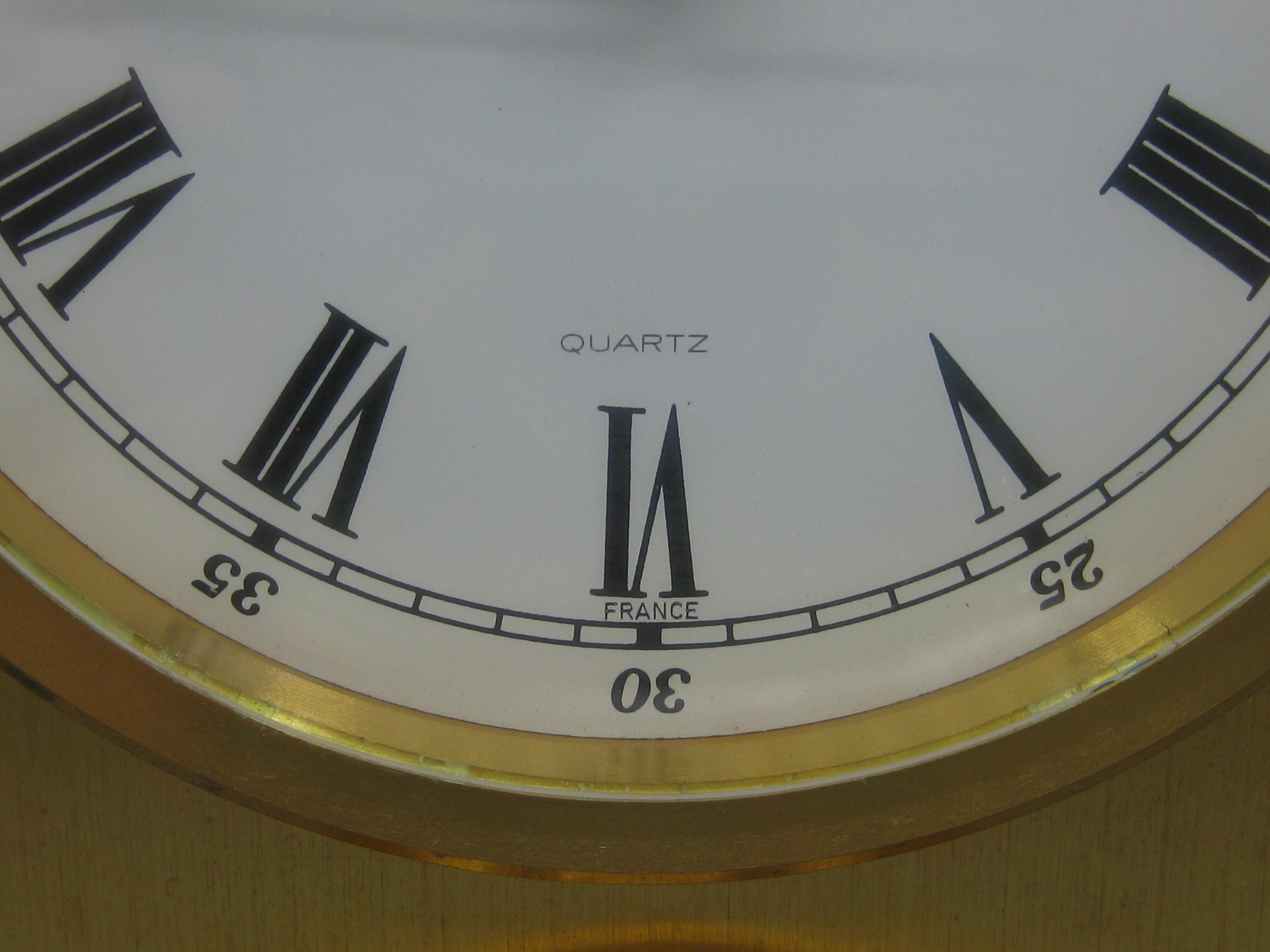 Orologio da tavolo Bucherer d'epoca in palissandro e ottone con barometro Made in France in vendita 6