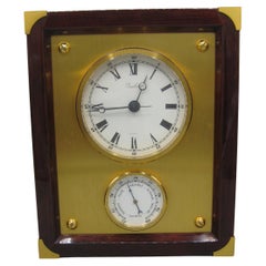 Bucherer Vintage-Schreibtisch-Kaminuhr aus Rosenholz und Messing mit Barometer, hergestellt in Frankreich