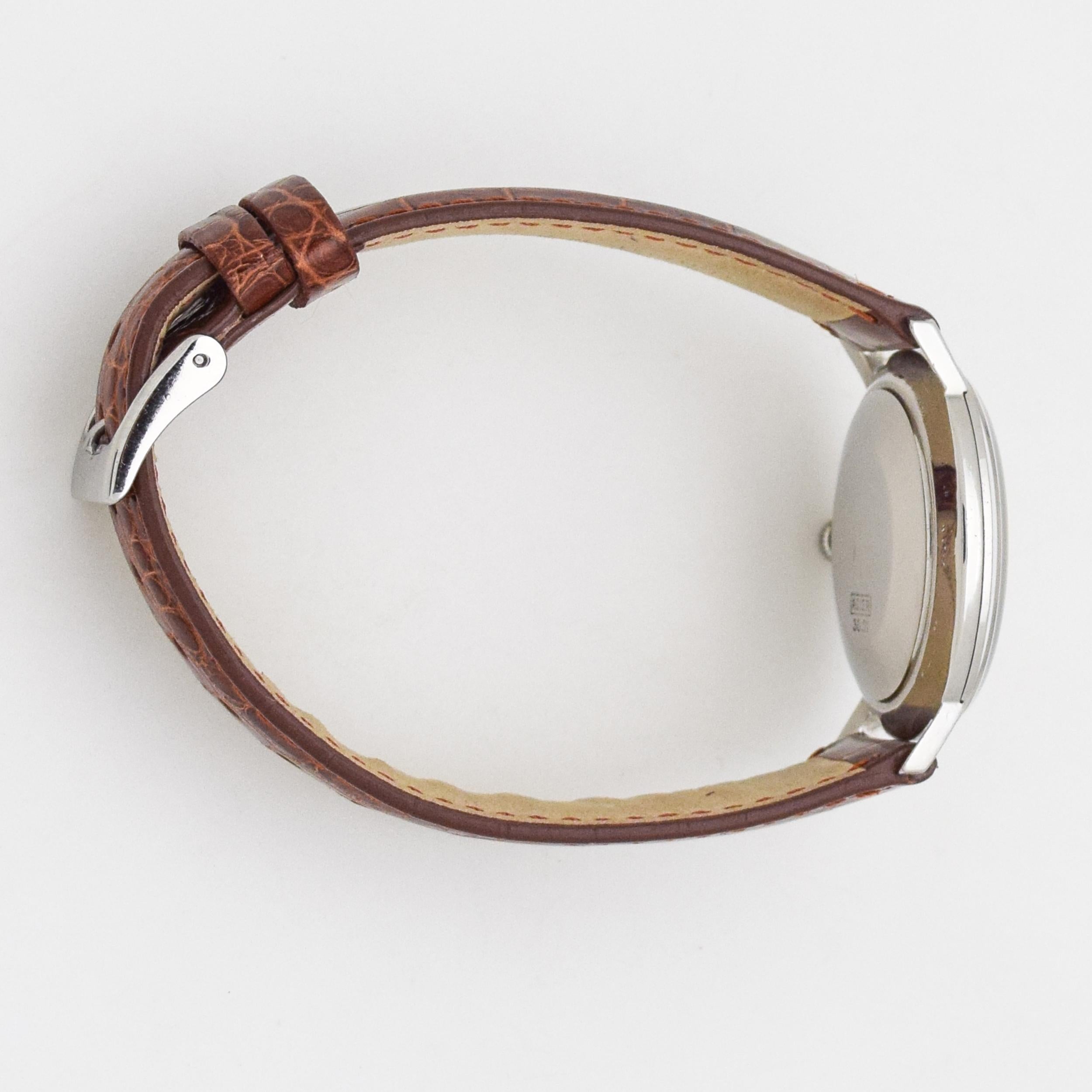 Vintage Bucherer Stainless Steel Watch, 1960s In Excellent Condition In Beverly Hills, CA