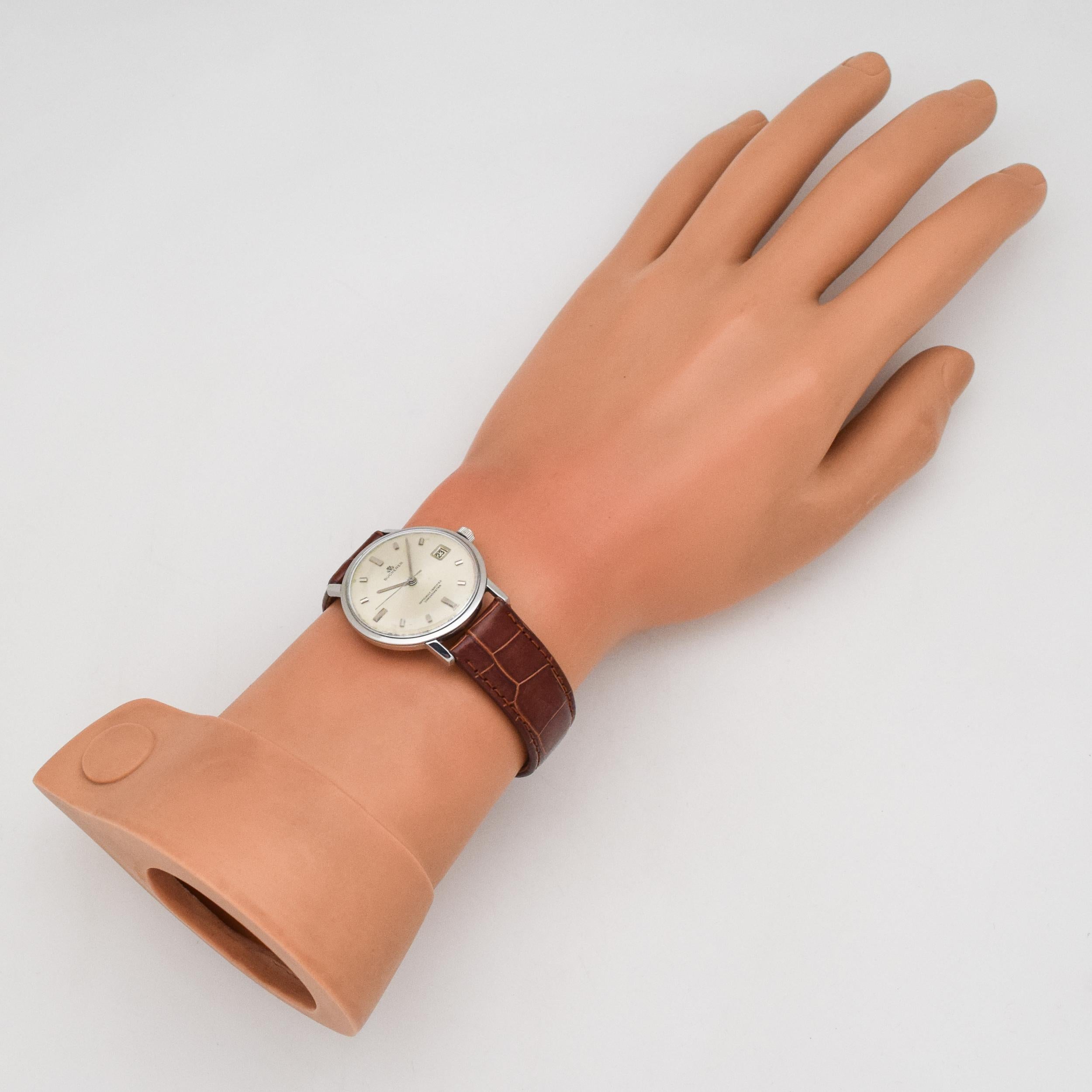 Women's or Men's Vintage Bucherer Stainless Steel Watch, 1960s