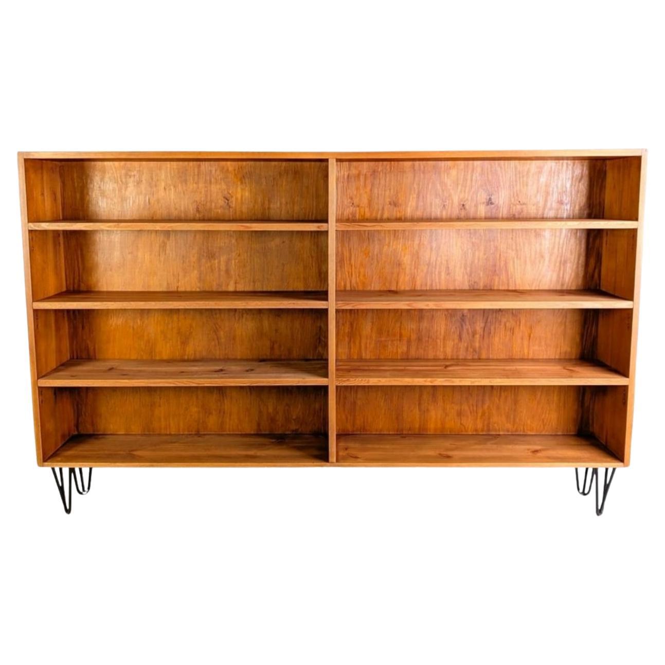 Vintage Bücherregal Midcentury Vollholz Kiefer Regal Hairpin