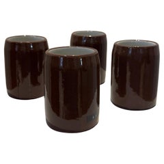 Vintage Buckeye Pottery Stoneware Mug Set of 4 Handcrafted Brown Glazed Ceramic