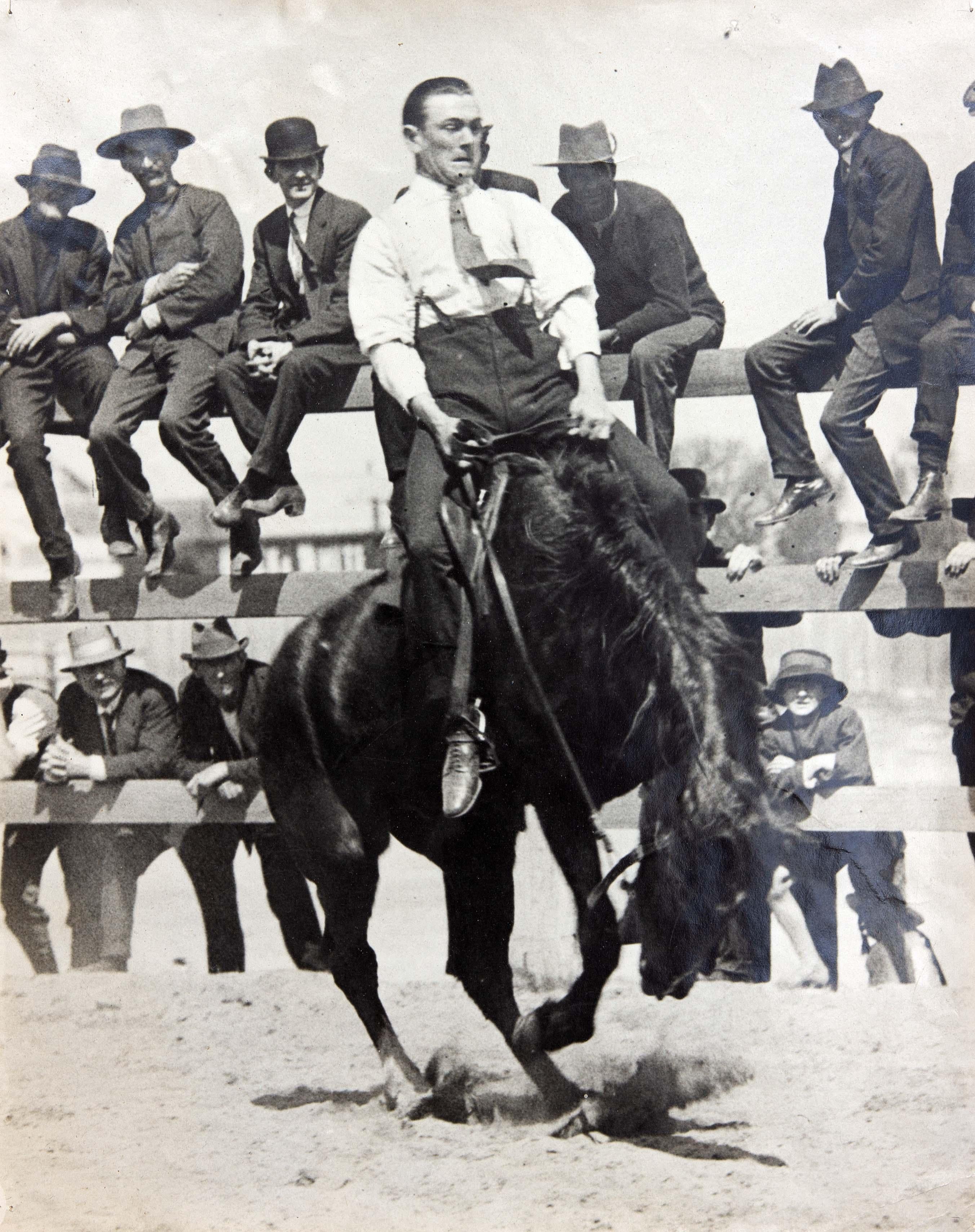 Paper Vintage Bucking Bronco Rodeo Photograph, Early 20th Century
