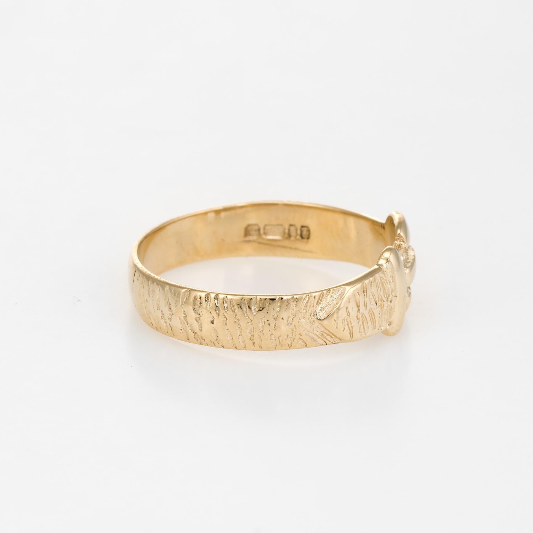 Modern Vintage Buckle Ring 9 Karat Gold Belt Stacking Ring circa 1979 English Jewelry