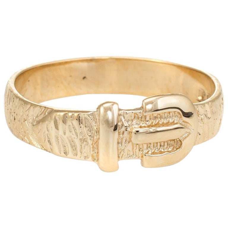 Vintage Buckle Ring 9 Karat Gold Belt Stacking Ring circa 1979 English