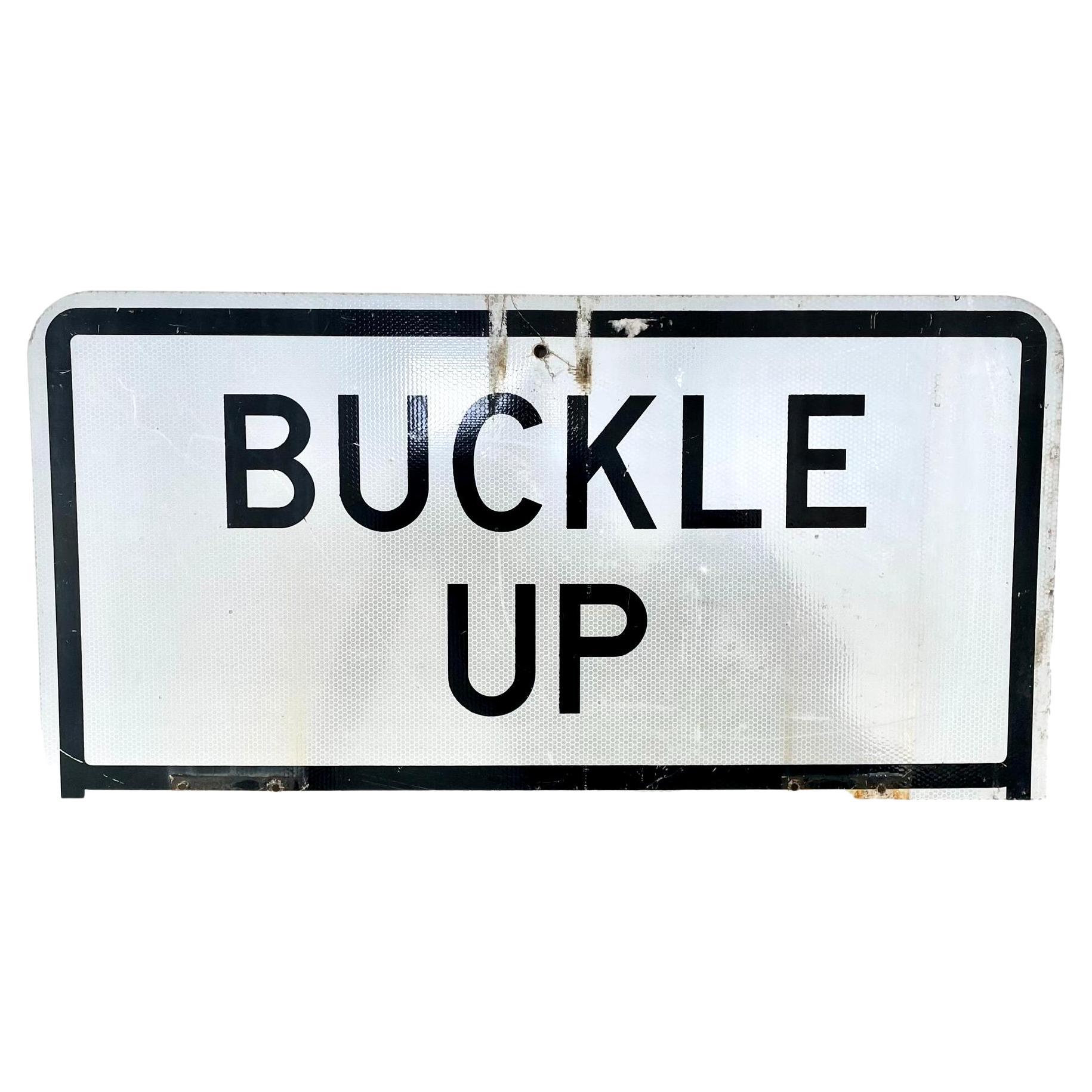 Vintage 'Buckle Up' Road Sign