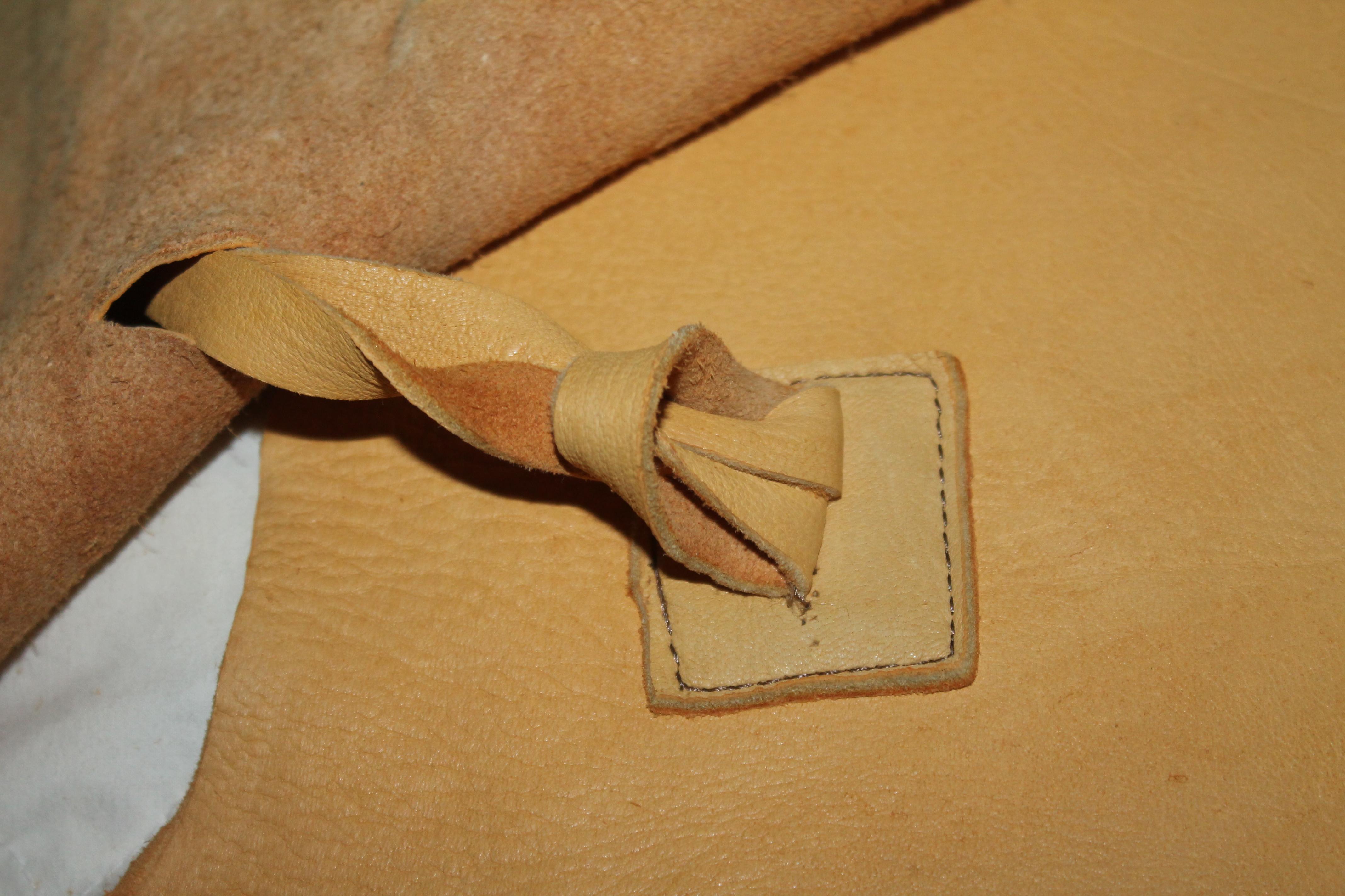 Hand-Crafted Vintage Buckskin Custom Pillow with Horn Latch For Sale