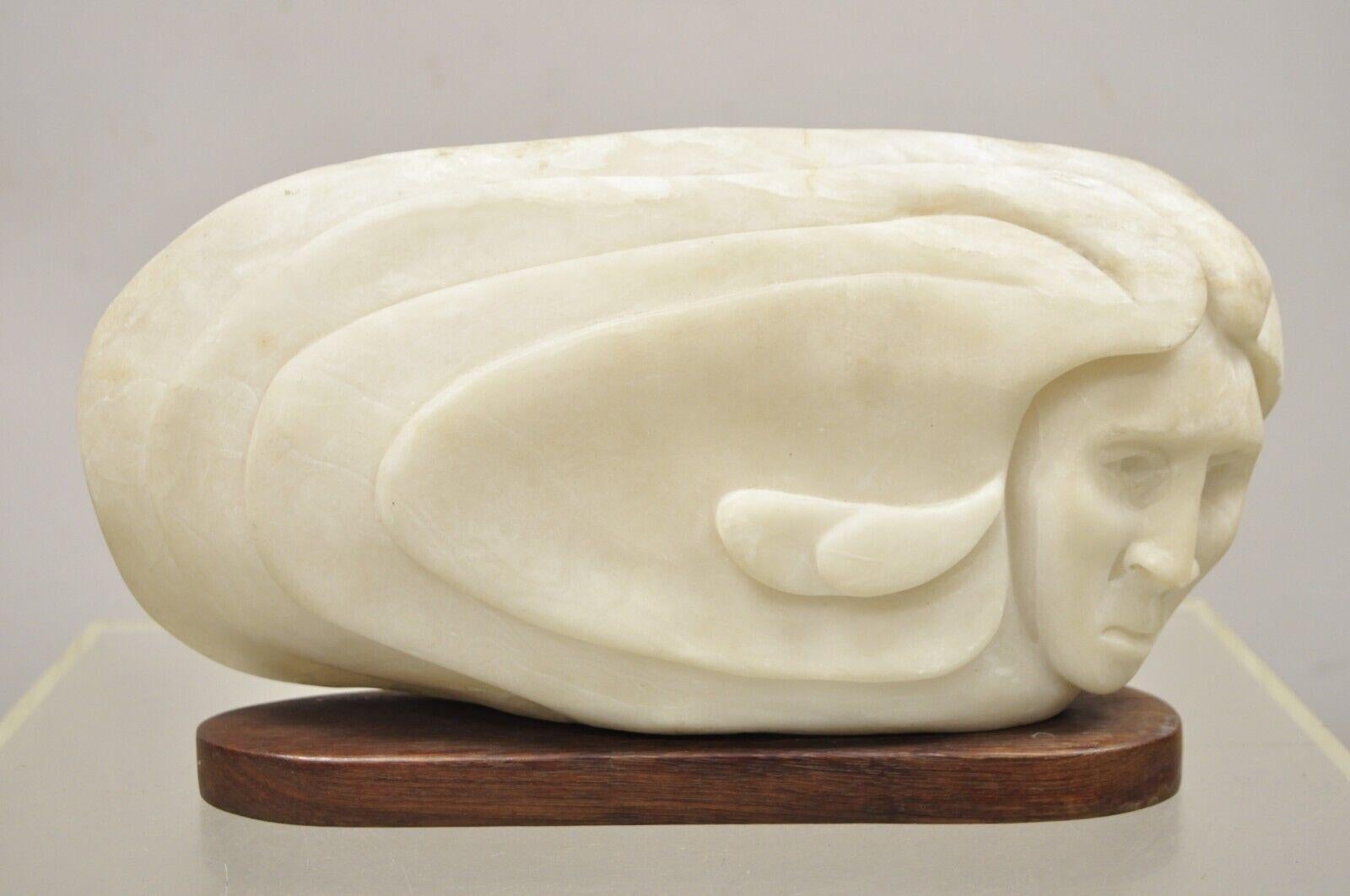 Vintage Bud Miller 1989 Native American Carved Alabaster Double Sided Sculpture For Sale 7