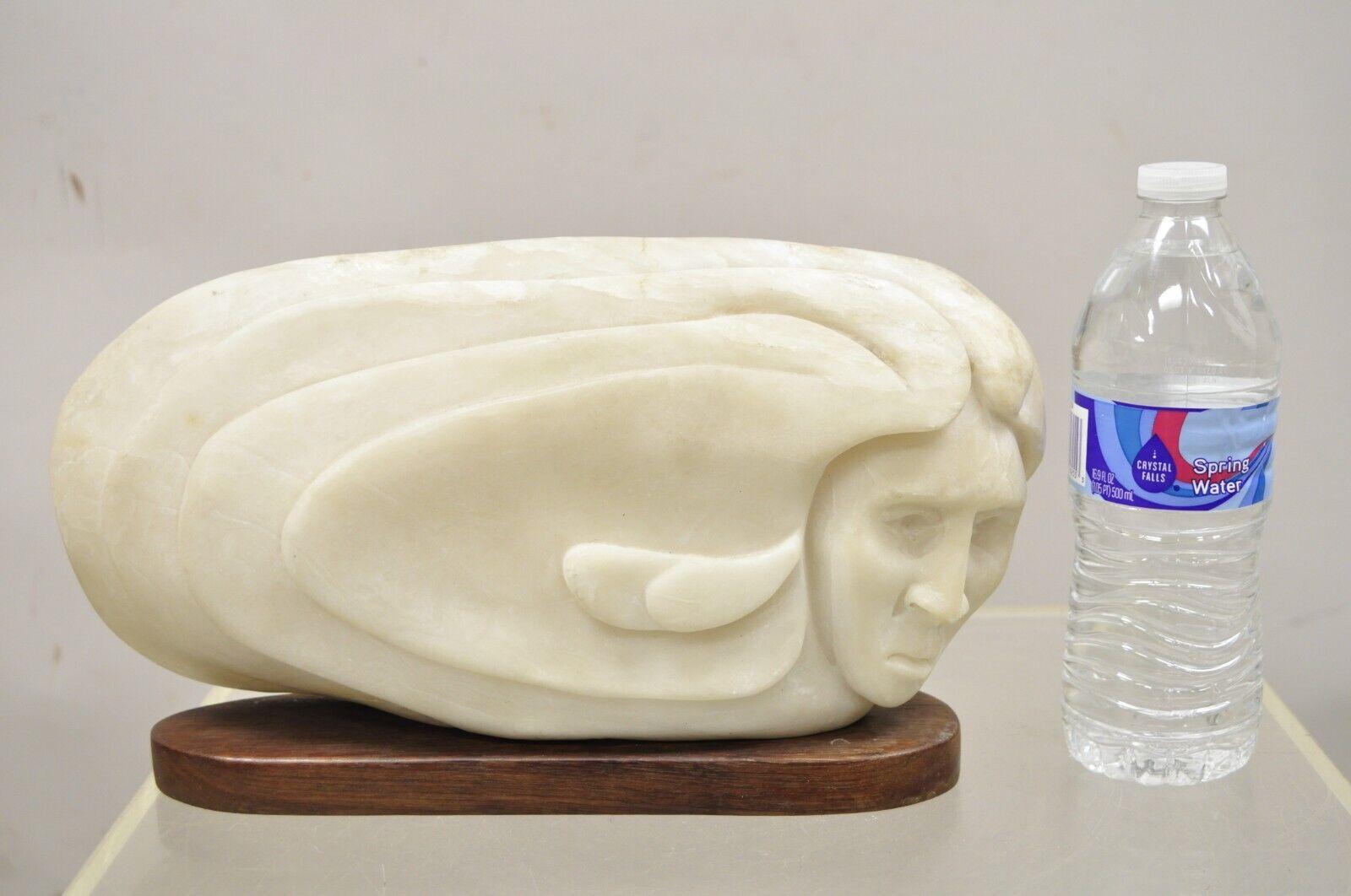 Vintage Bud Miller 1989 Native American Carved Alabaster Double Sided Sculpture. Circa 1989. Measurements: 7