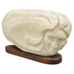 Vintage Bud Miller 1989 Native American Carved Alabaster Double Sided Sculpture