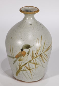 Vintage Bud Weed Vase Bird Decor, American Studio Pottery