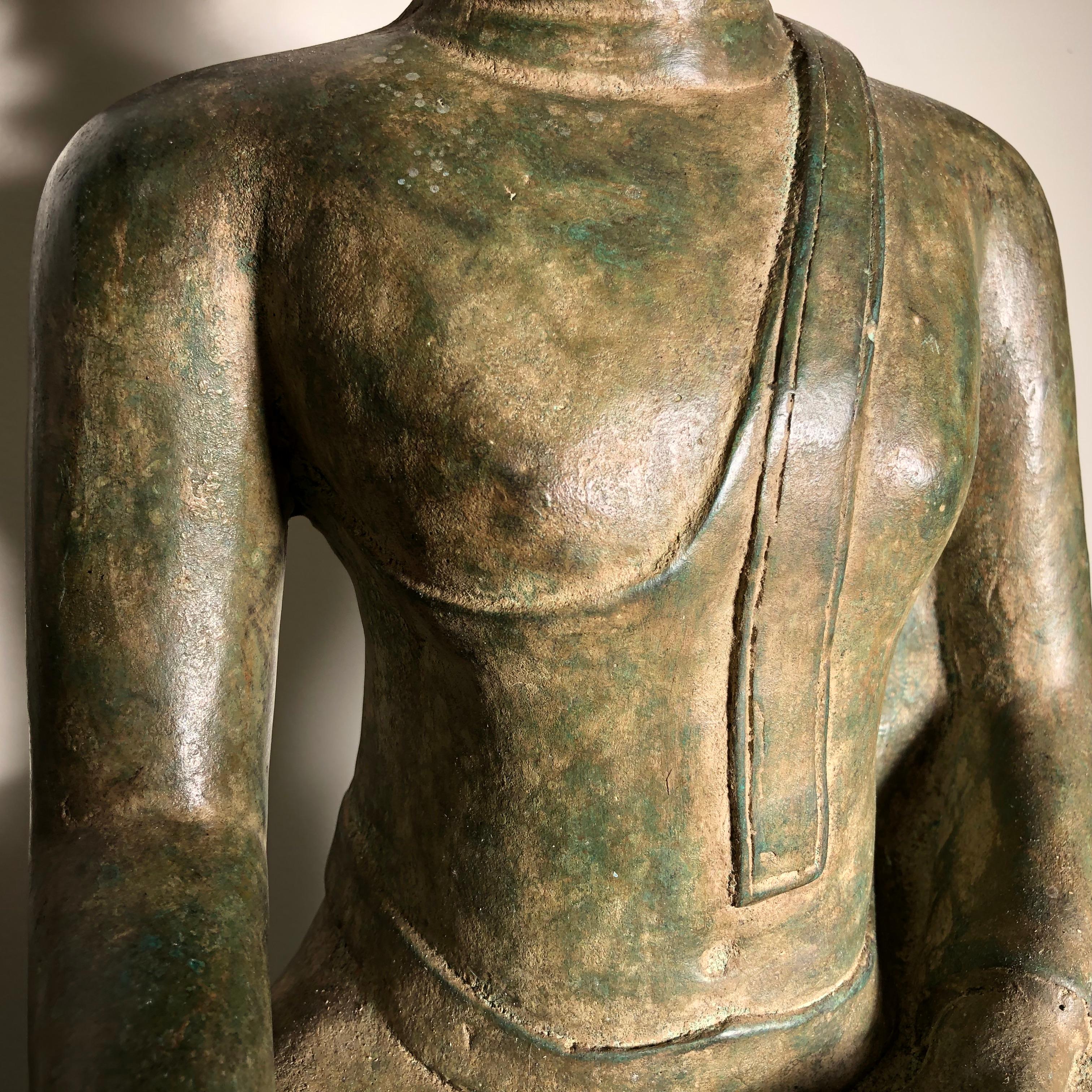 Vintage Buddha Calling Erde zu bezeugen Niedergeschlagene Augen:: Thailand Cast Bronze 6