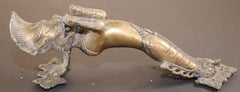 Vintage Buddhist Bronze Protector Deity Statue Door Handle