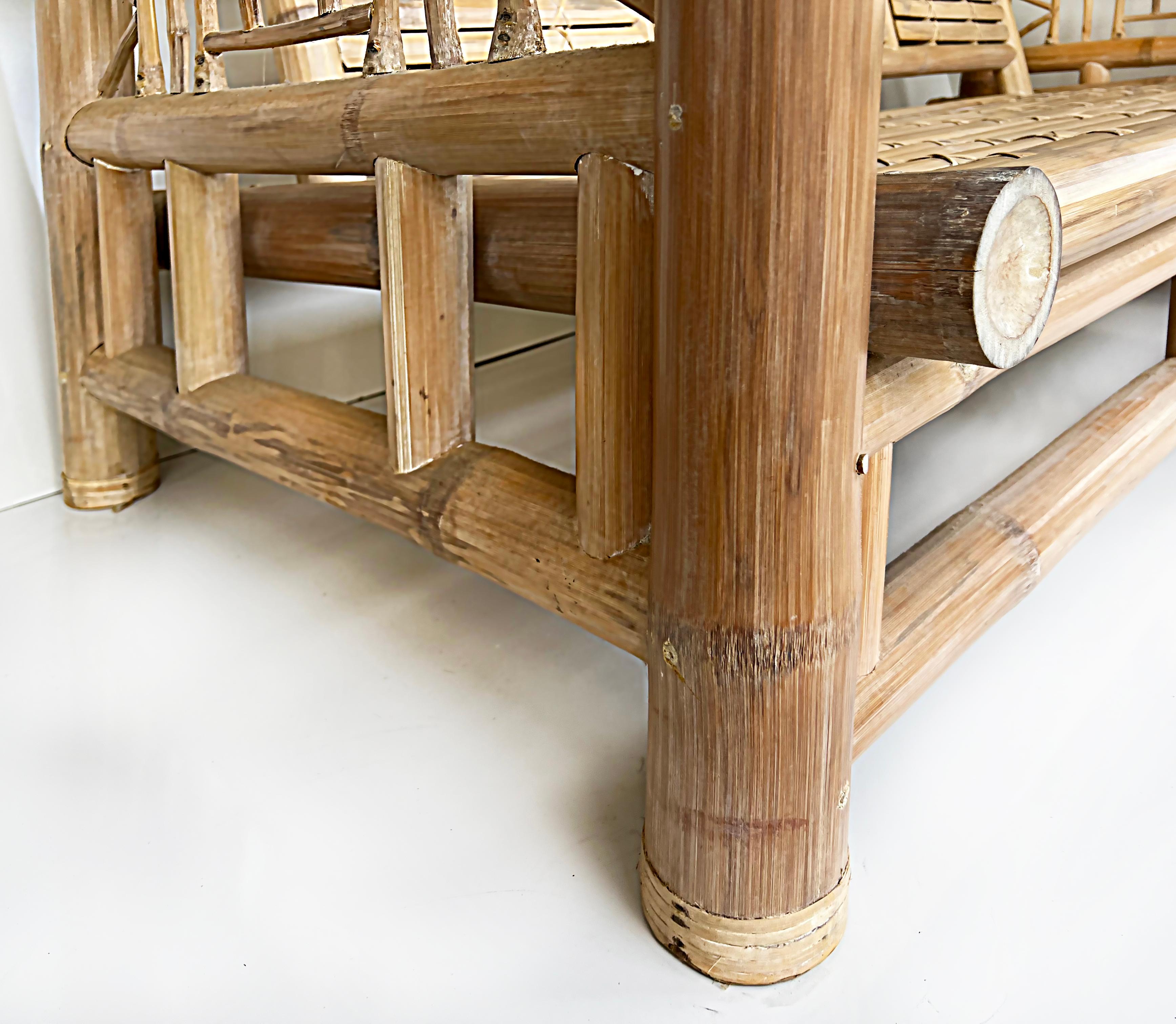 Antonio Budji Layug Style Vintage Coastal Bamboo Sofa For Sale 1