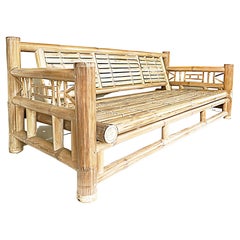 Antonio Budji Layug Style Vintage Coastal Bamboo Sofa