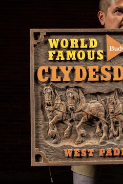 Vintage Budweiser Clydesdale Team Embossed Plastic Sign