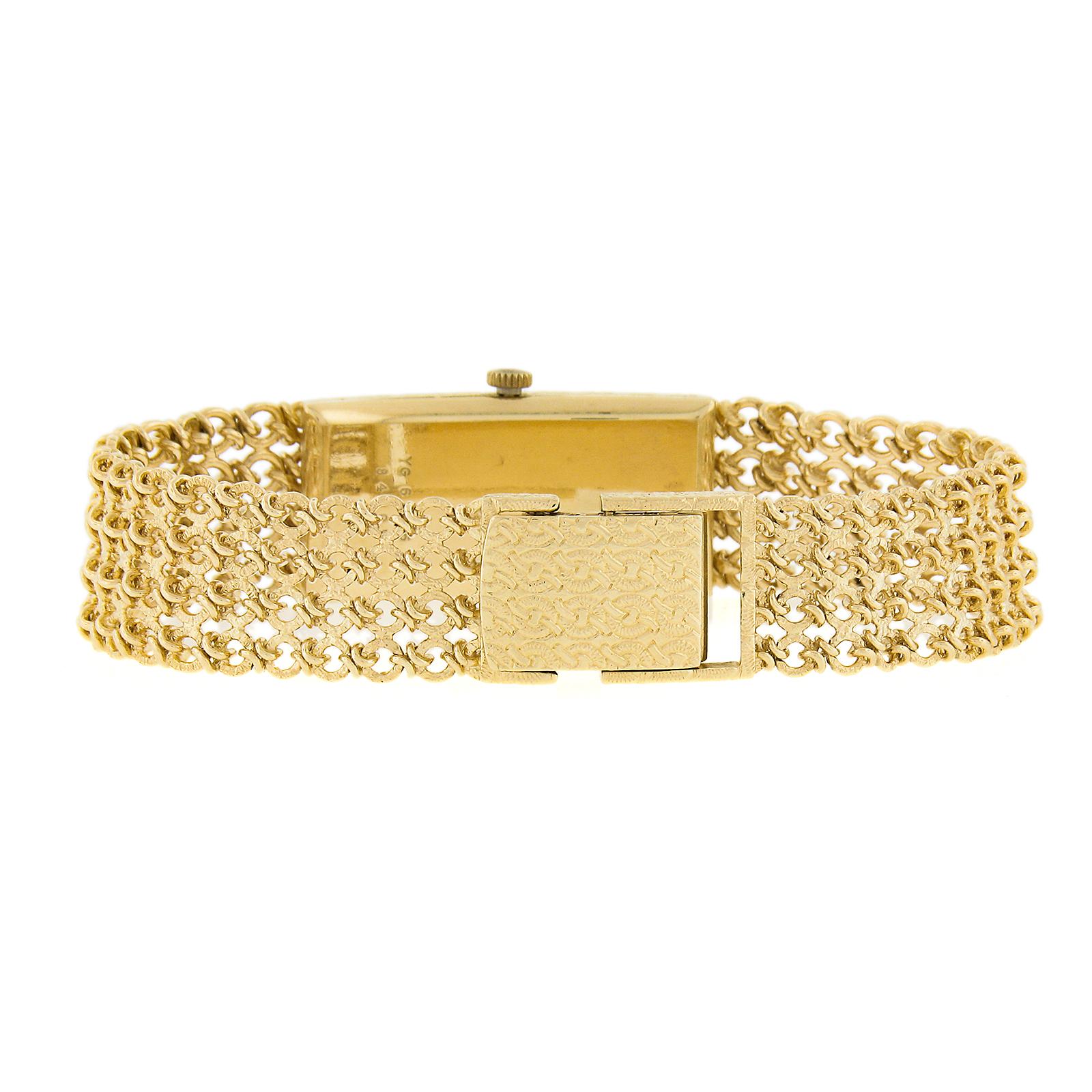 Vintage Bueche Girod Caliber 67 Rectangular Curved 18k Yellow Gold Hand Engraved For Sale 2