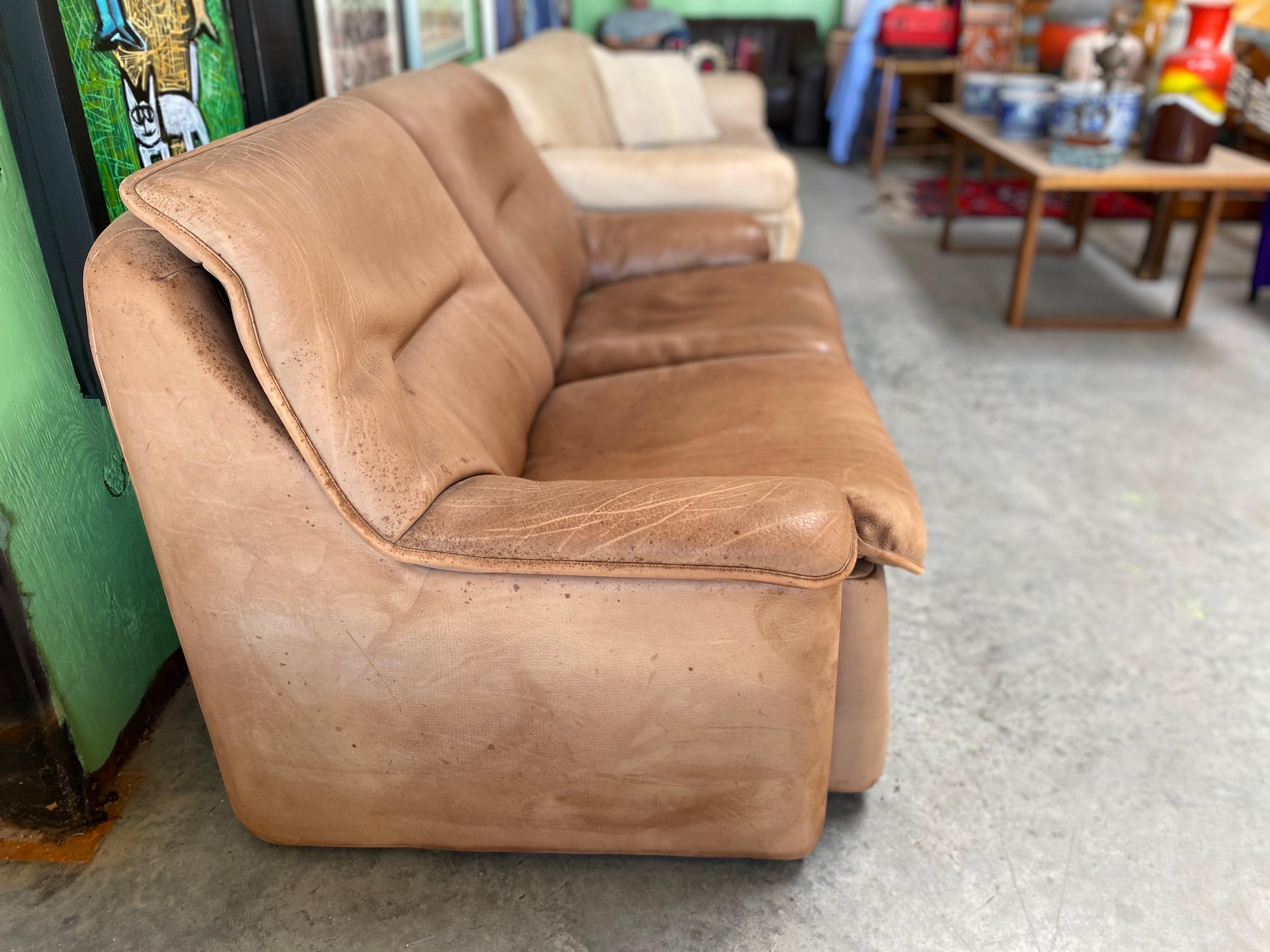 20th Century Vintage Buffalo Leather Two-Seater De Sede Ds 63
