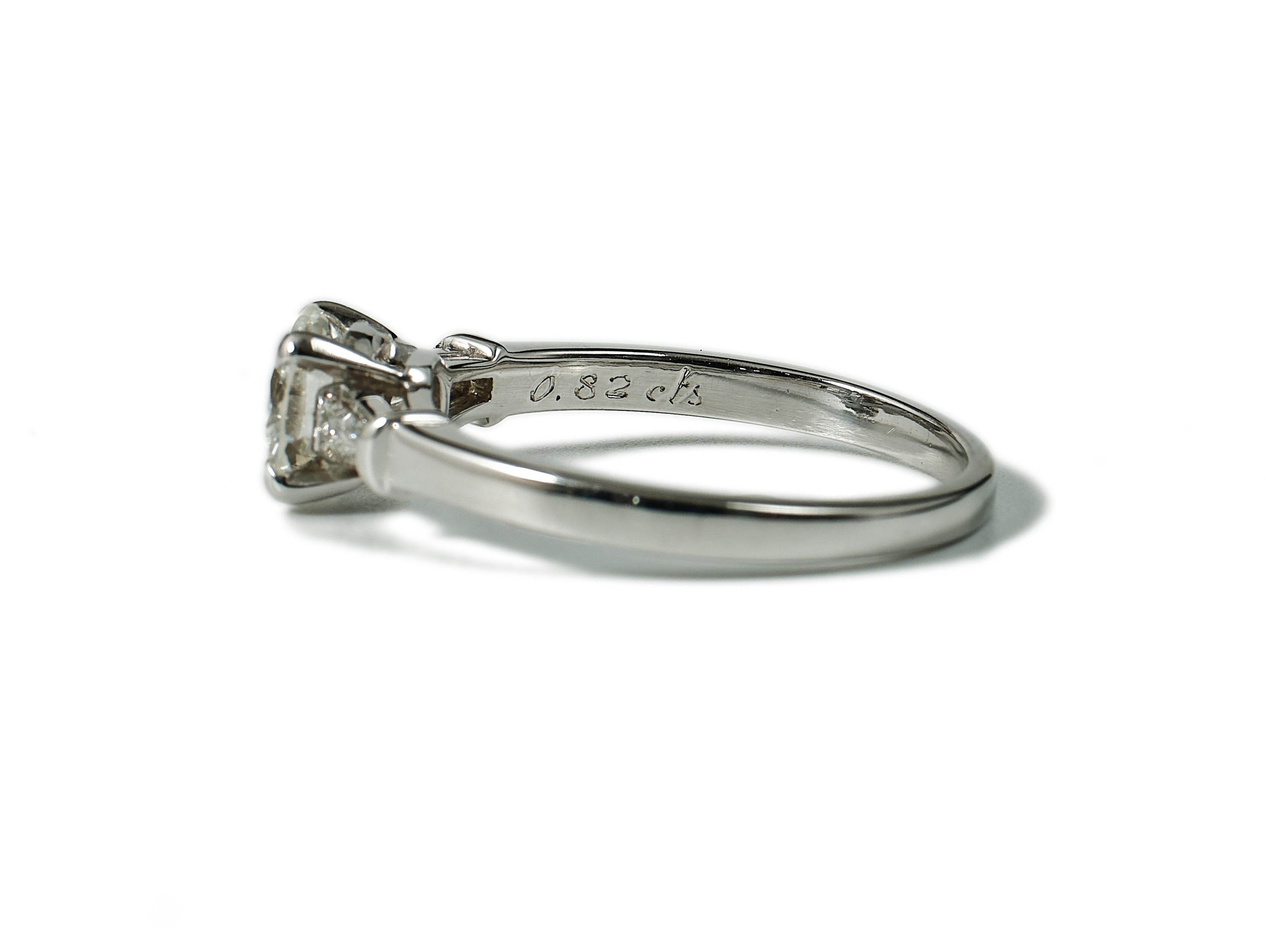 Bague de fiançailles Brilliante 0,82ct diamant taille brillant en or blanc 18k Pour femmes en vente