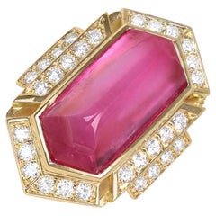 Vintage Bulgari 17.00ct Sugarloaf Pink Tourmaline Cocktail Ring, 18k Yellow Gold