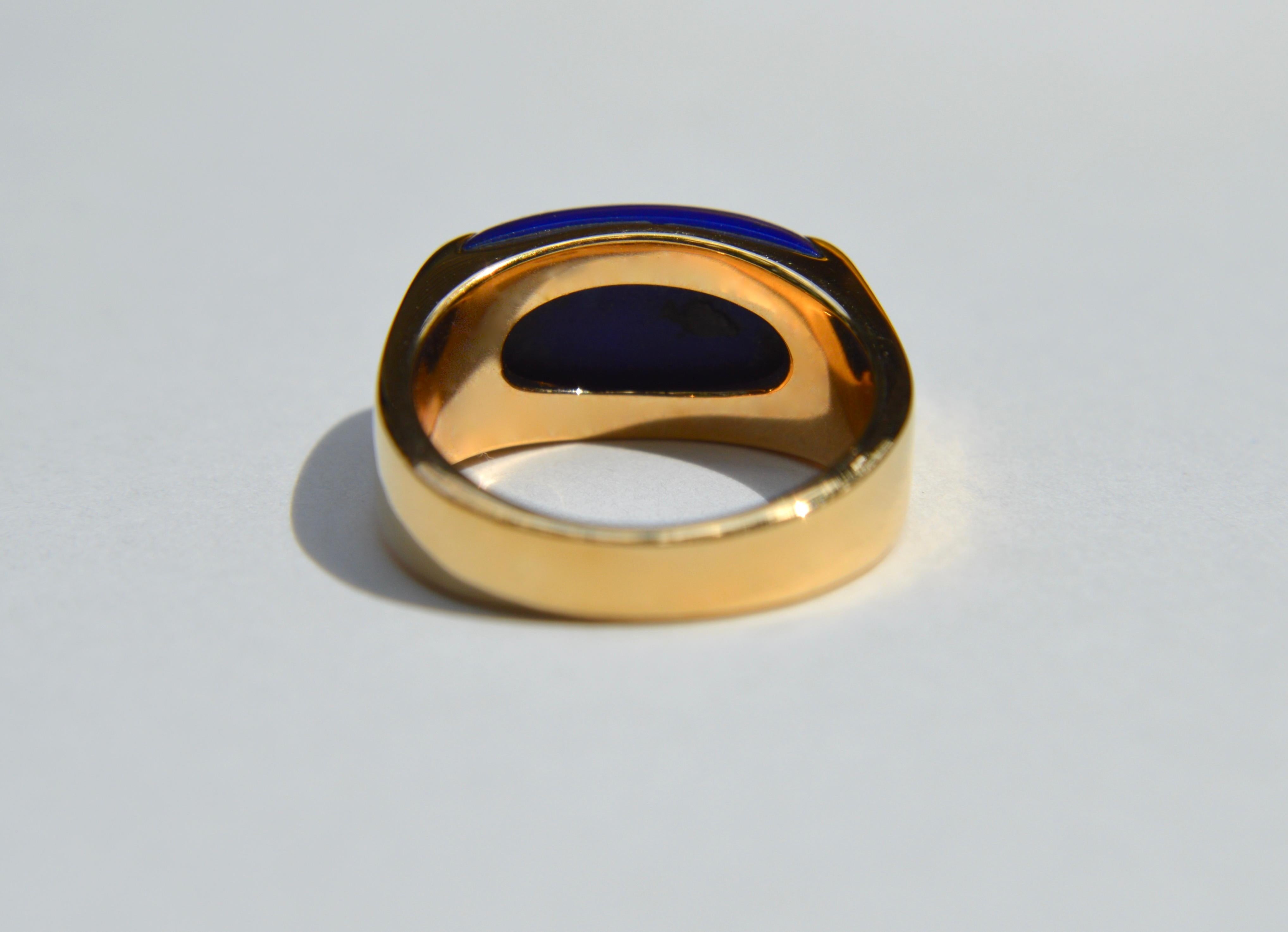 Vintage Bulgari 18 Karat Gold Lapis Lazuli Tronchetto Band Ring 1