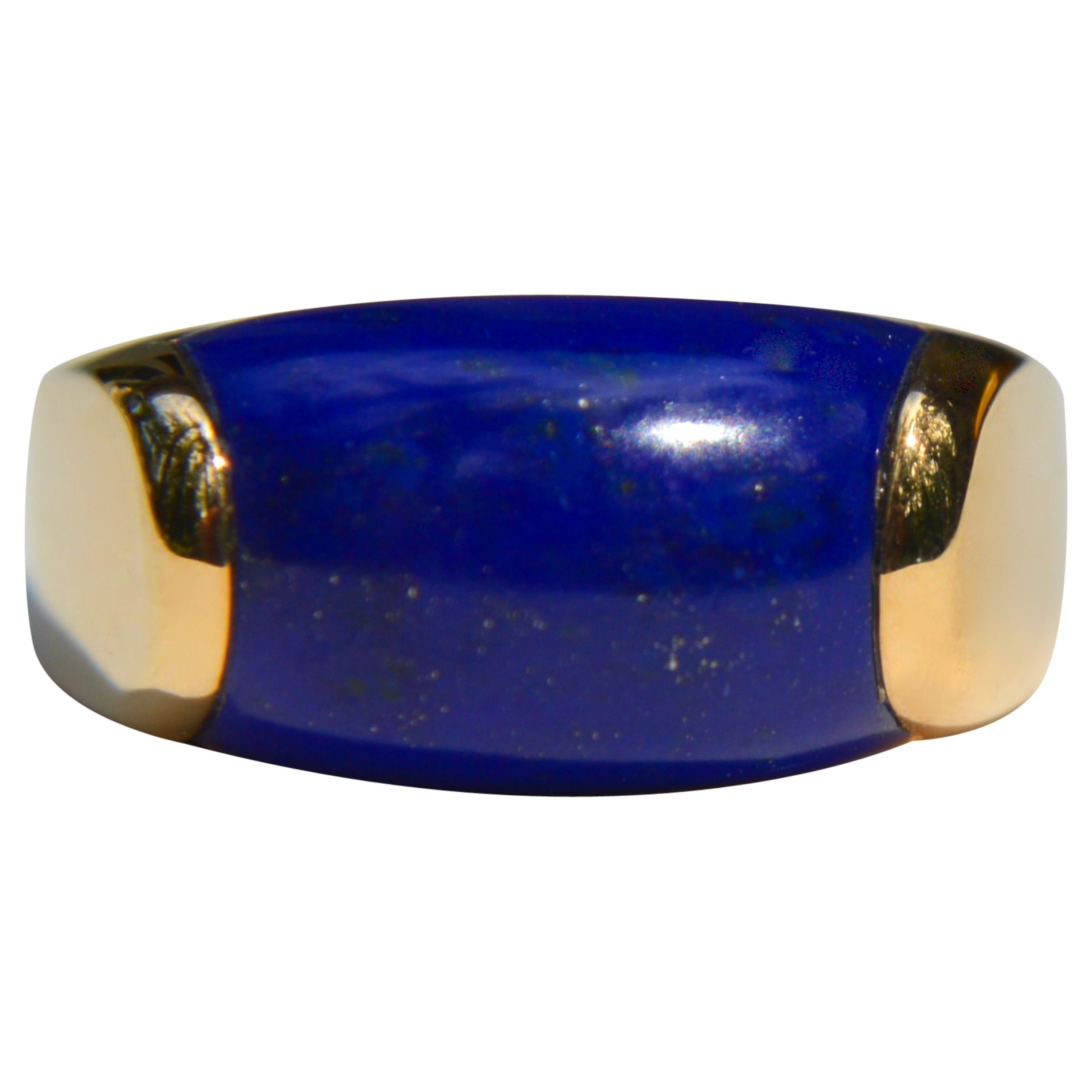 Vintage Bulgari 18 Karat Gold Lapis Lazuli Tronchetto Band Ring