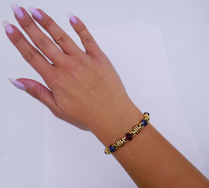 Vintage Bulgari 18 Karat Gold Armband Edelsteine Bvlgari Nachlassschmuck im Zustand „Gut“ in Beverly Hills, CA