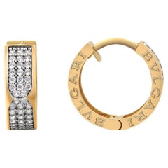 Vintage Bulgari 18K Gold Diamond 0.60 Inch Earrings