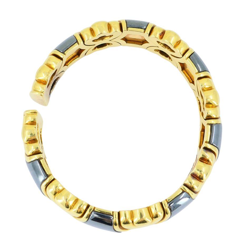 Vintage Bvlgari 18k Gold Hematite Cuff Bracelet For Sale 2