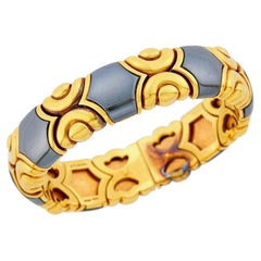 Vintage Bvlgari 18k Gold Hämatit-Manschettenarmband, Vintage