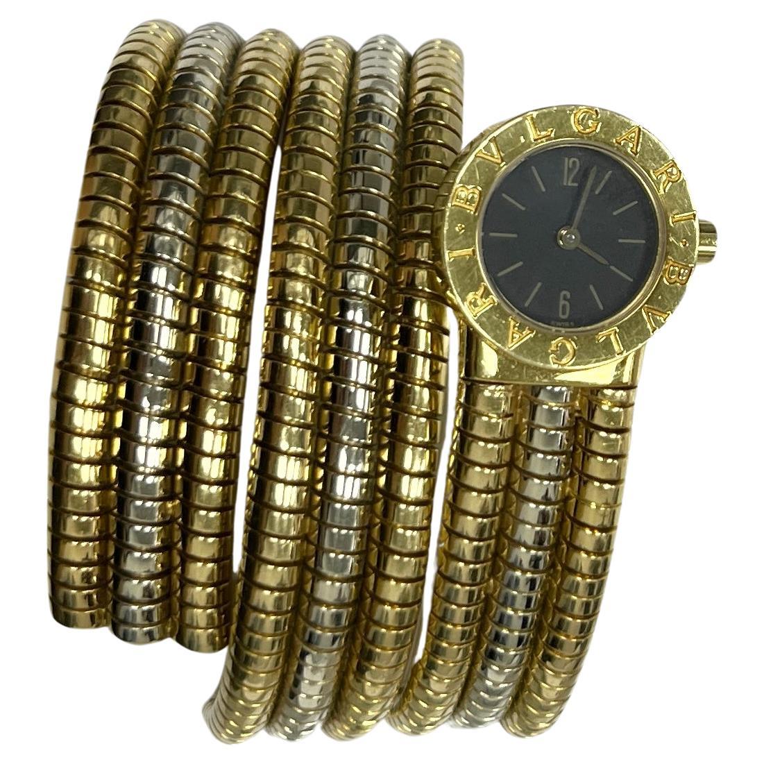 Bulgari Tubogas Weiß-Gelbgold-Wickelarmbanduhr BB191T
