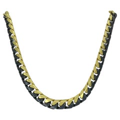Vintage Bvlgari 18k Yellow & Blackened Gold Curb link Chain Necklace