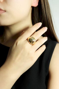 Vintage Bulgari 18K Yellow & White Gold Roma Lotus Domed Cocktail Ring