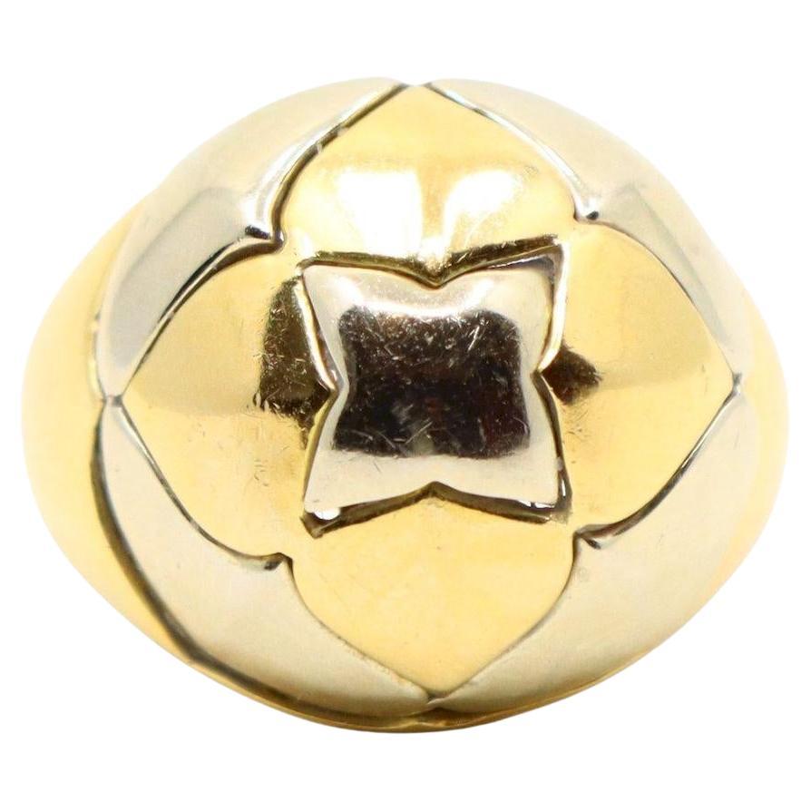 Vintage Bulgari 18K Yellow
White Gold Roma Lotus Domed Cocktail Ring