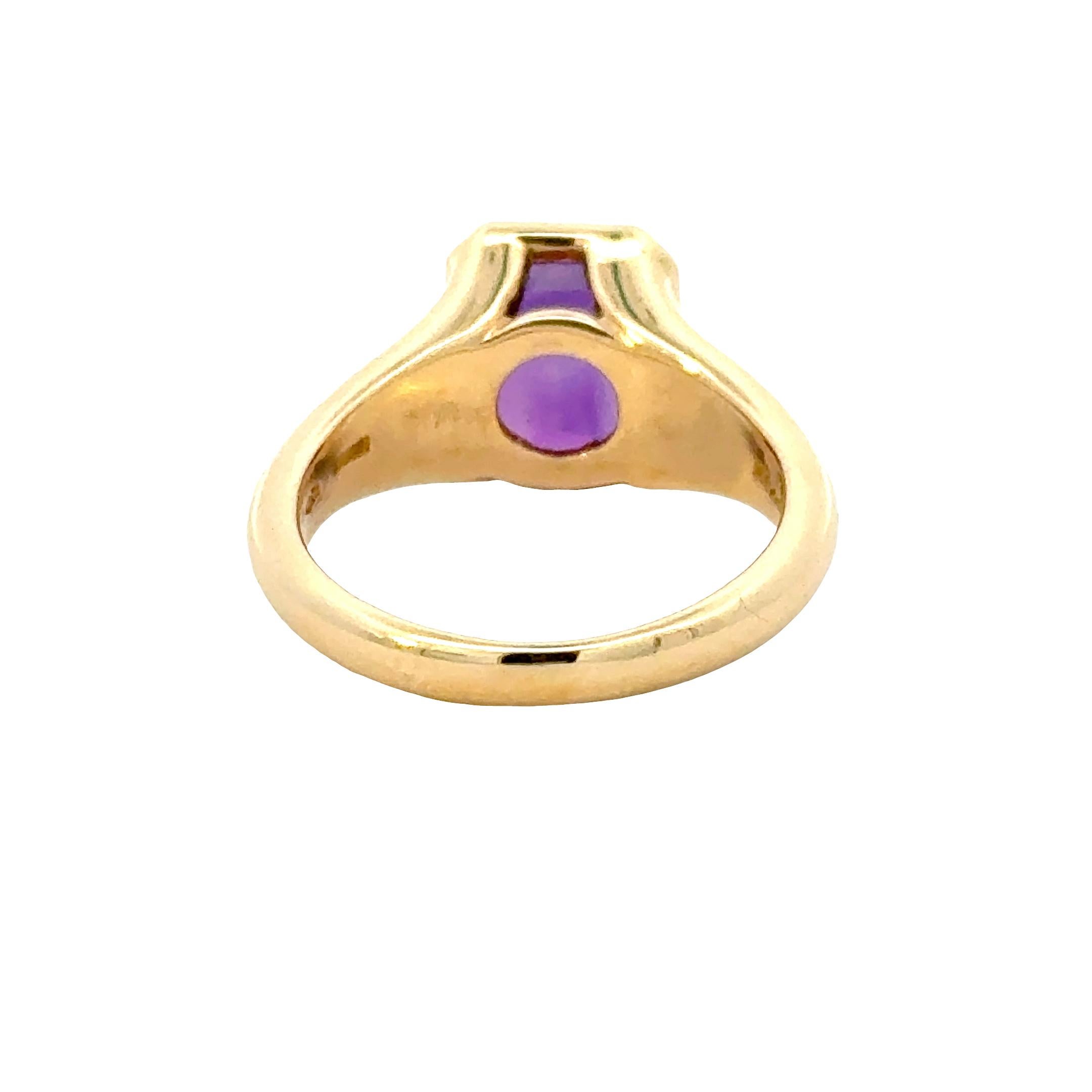 Taglio smeraldo Anello Bulgari d'epoca in oro giallo 18 carati e ametista in vendita