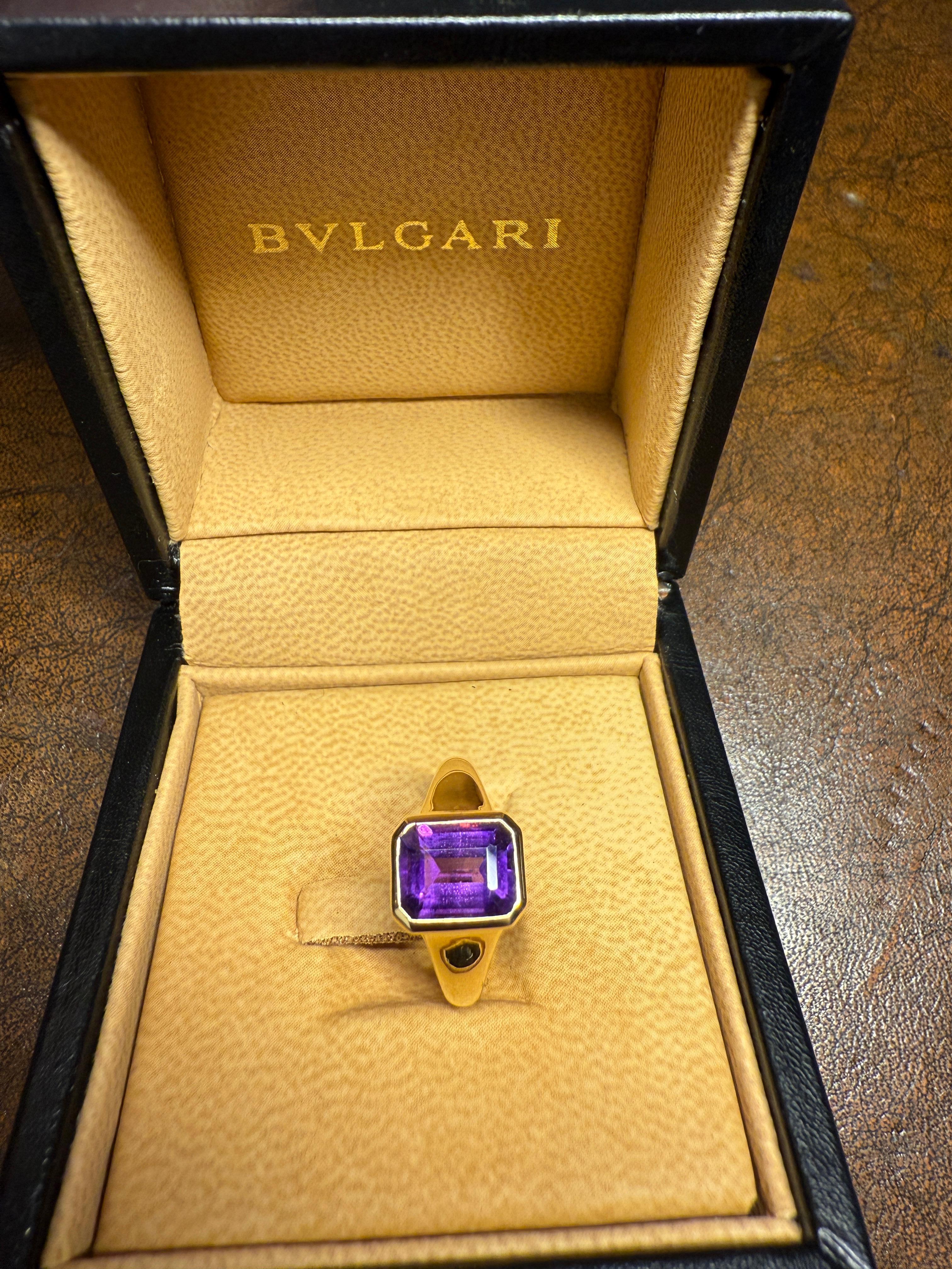 Anello Bulgari d'epoca in oro giallo 18 carati e ametista in vendita 3