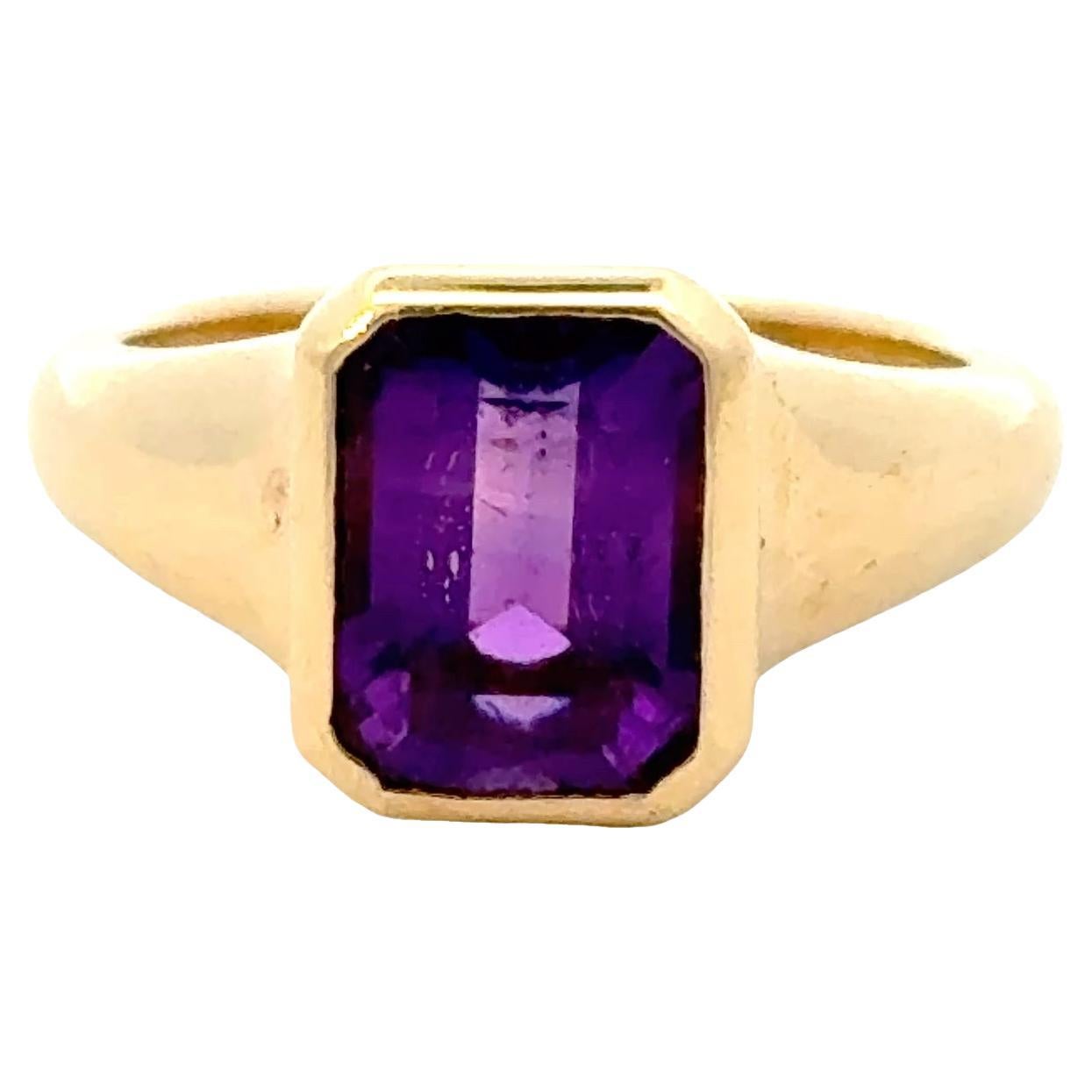 Bague vintage Bulgari en or jaune 18 ct et améthyste