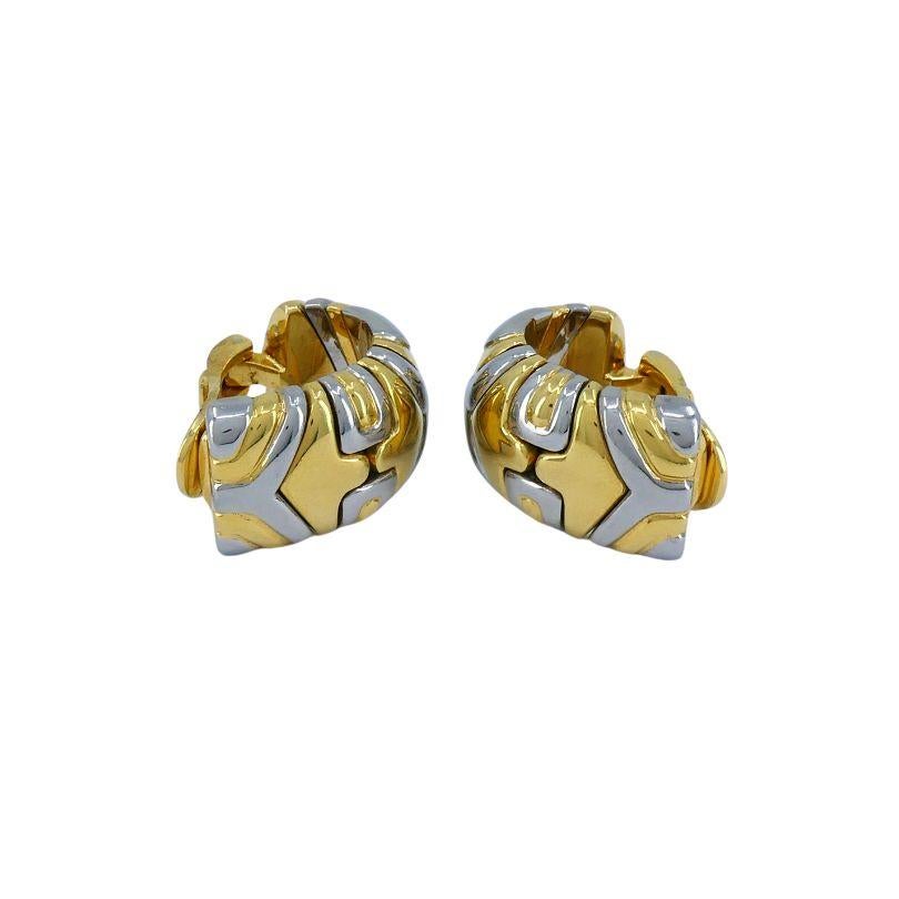 Women's Vintage Bvlgari Alveare 18k Gold Steel Clip Earrings