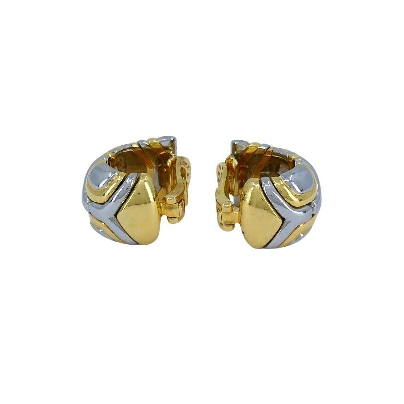 Vintage Bvlgari Alveare 18k Gold Steel Clip Earrings 1
