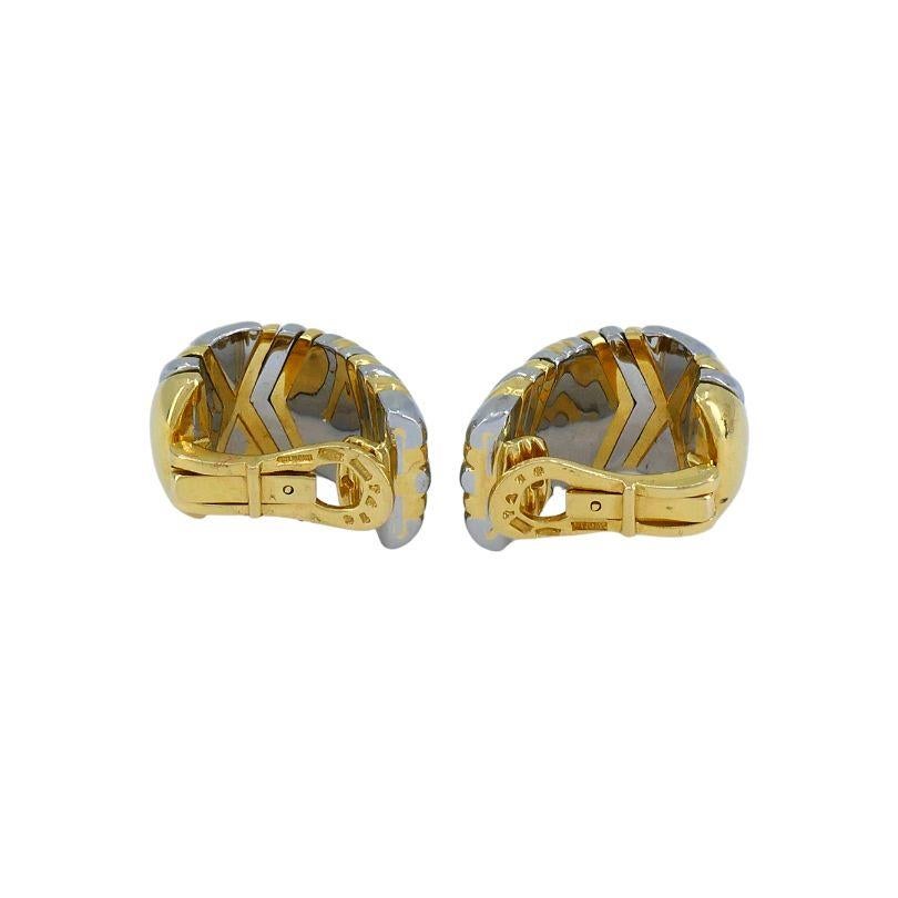 Vintage Bvlgari Alveare 18k Gold Steel Clip Earrings 3