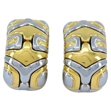 Vintage Bvlgari Alveare 18k Gold Steel Clip Earrings