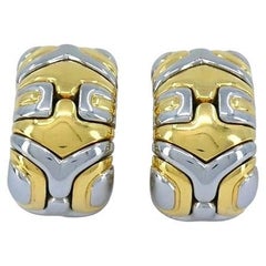Vintage Bvlgari Alveare 18k Gold Steel Clip Earrings