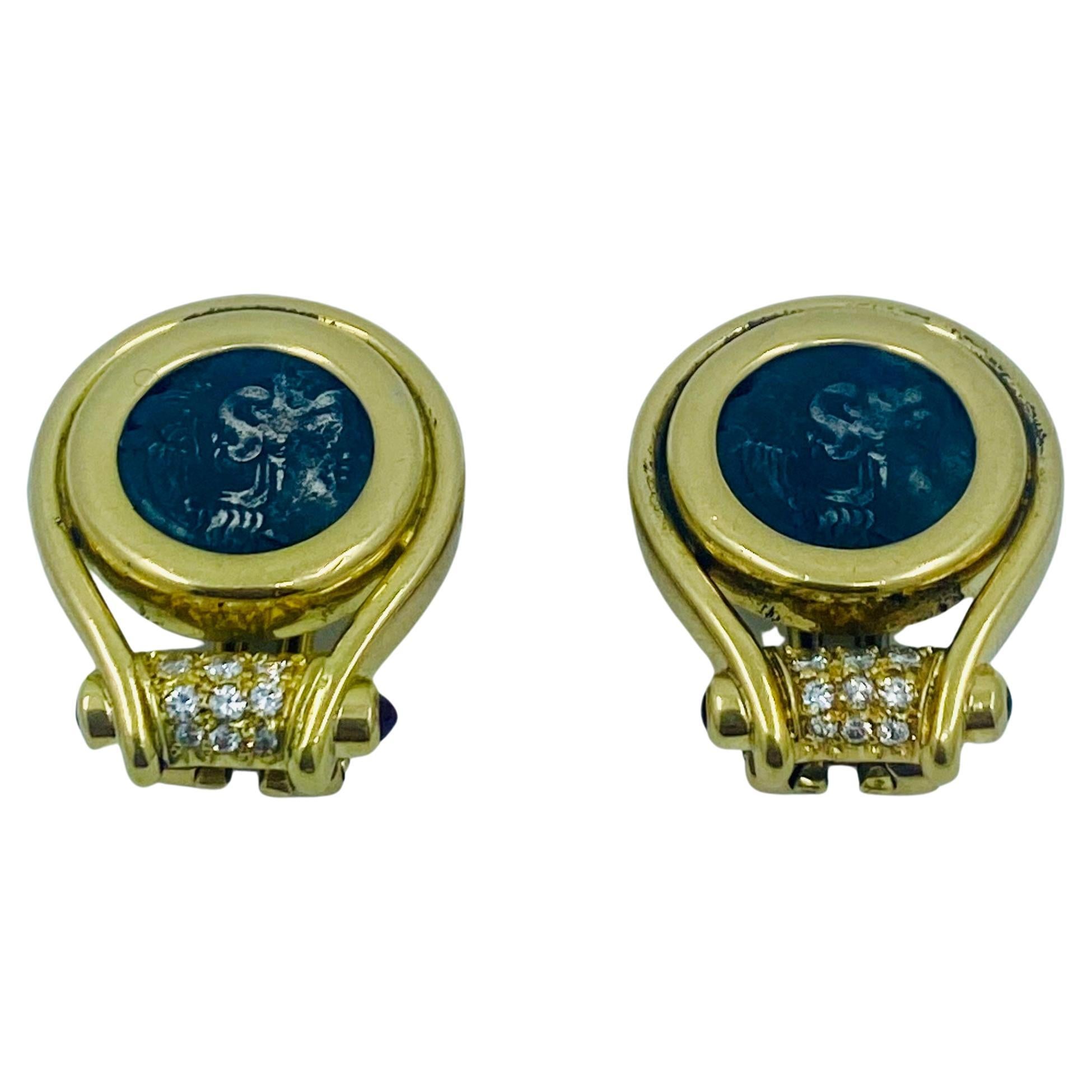 Vintage Bulgari Ancient Coin Earrings For Sale