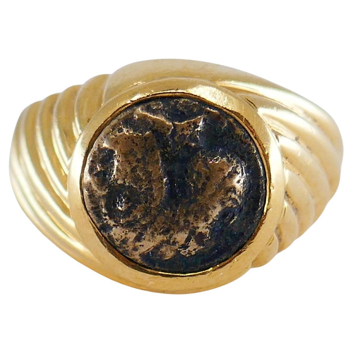 Vintage Bulgari Ancient Coin Gold Ring  For Sale