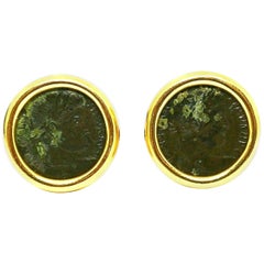 Vintage Bulgari Ancient Coin Yellow Gold Cufflinks