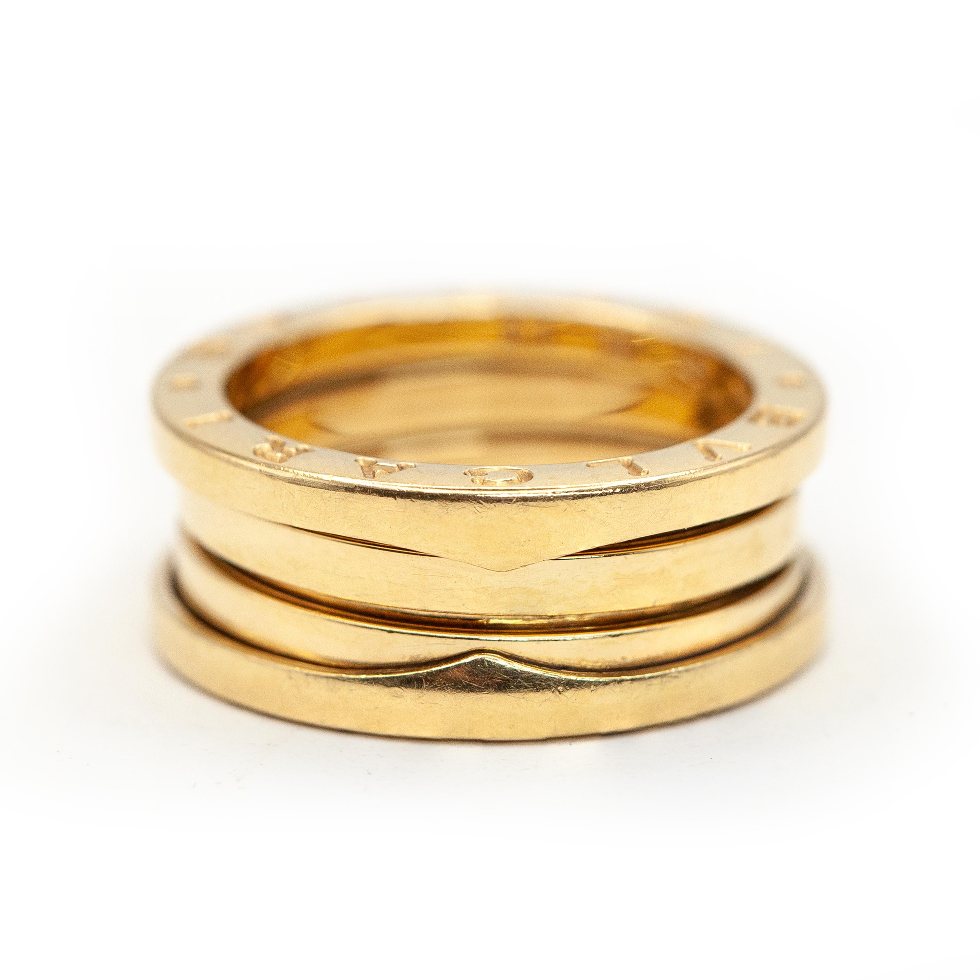 Bulgari B Zero, bague jonc large vintage en or jaune 18 carats Excellent état - En vente à New York, NY