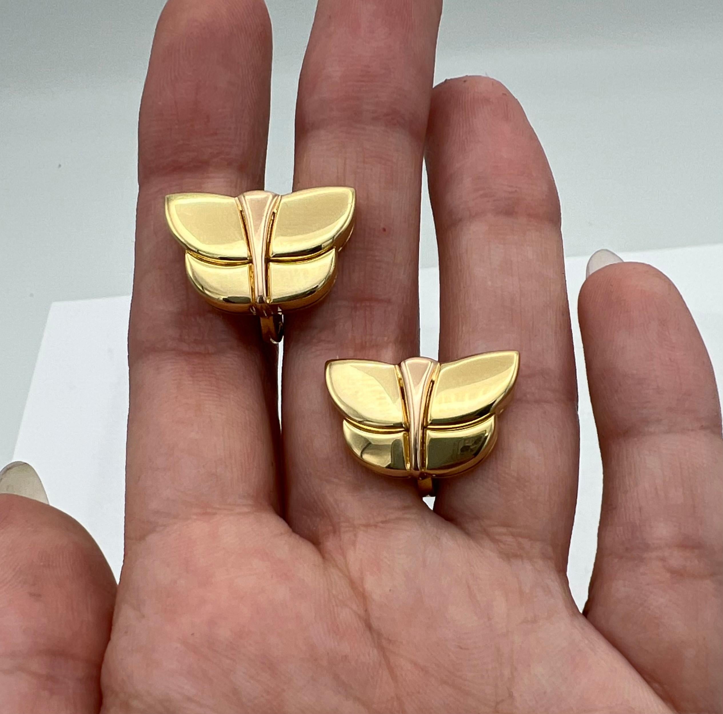 Vintage Bulgari Butterfly Earrings Two-Tone Gold 5